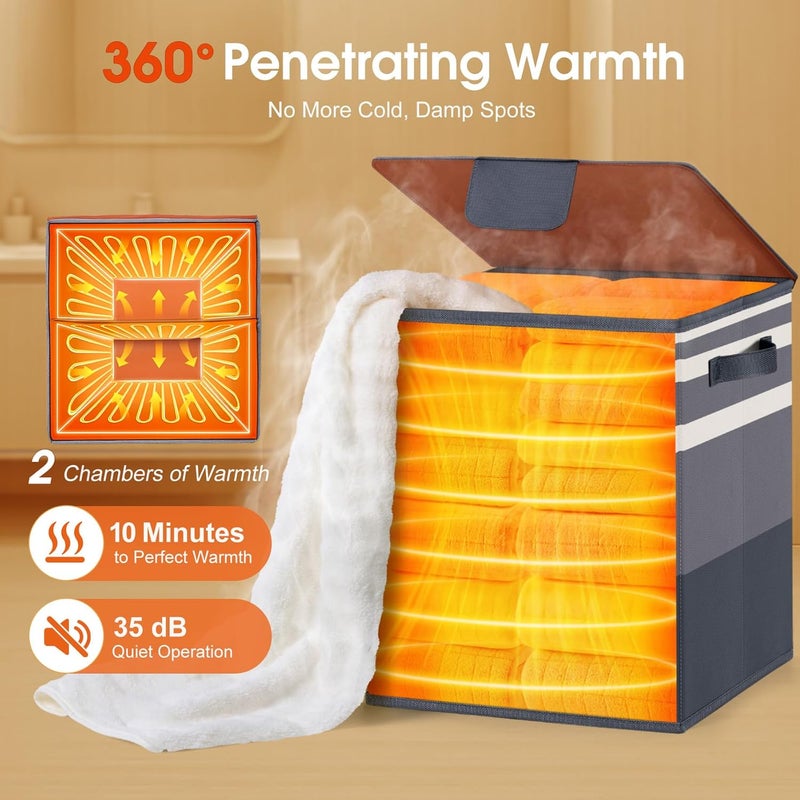 Leroci Foldable Towel Warmer 40L Large Capacity for Oversized Towels, Robes & Blankets, Fast Heating with 4 Modes, Auto Shut-Off, Gift Box - Image 4